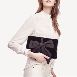 NWOT Ann Taylor Velvet Bow Clutch